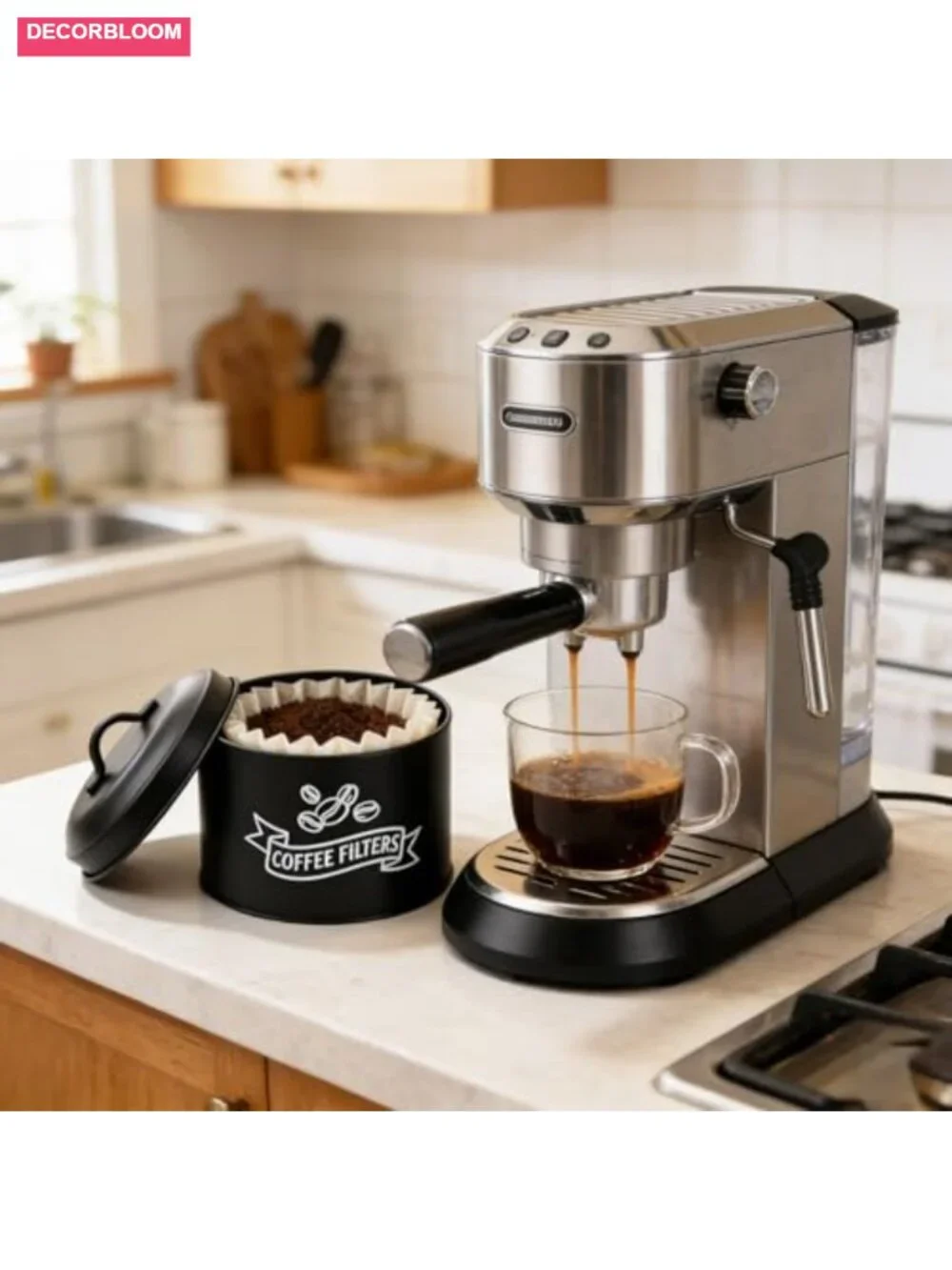 Large Coffee Filter Holder with Lid, Galvanized Iron Dispenser